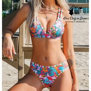 Cupshe Strappy Floral Bikini Swimsuit Size S